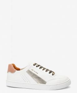 Oliver Bonas Gold Sun Ray Shimmer & Animal Print Laces Trainers