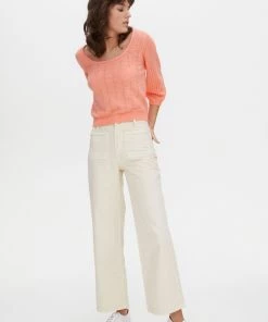 Oliver Bonas Pink Cottage Stitch Tie Back Coral Knitted Top