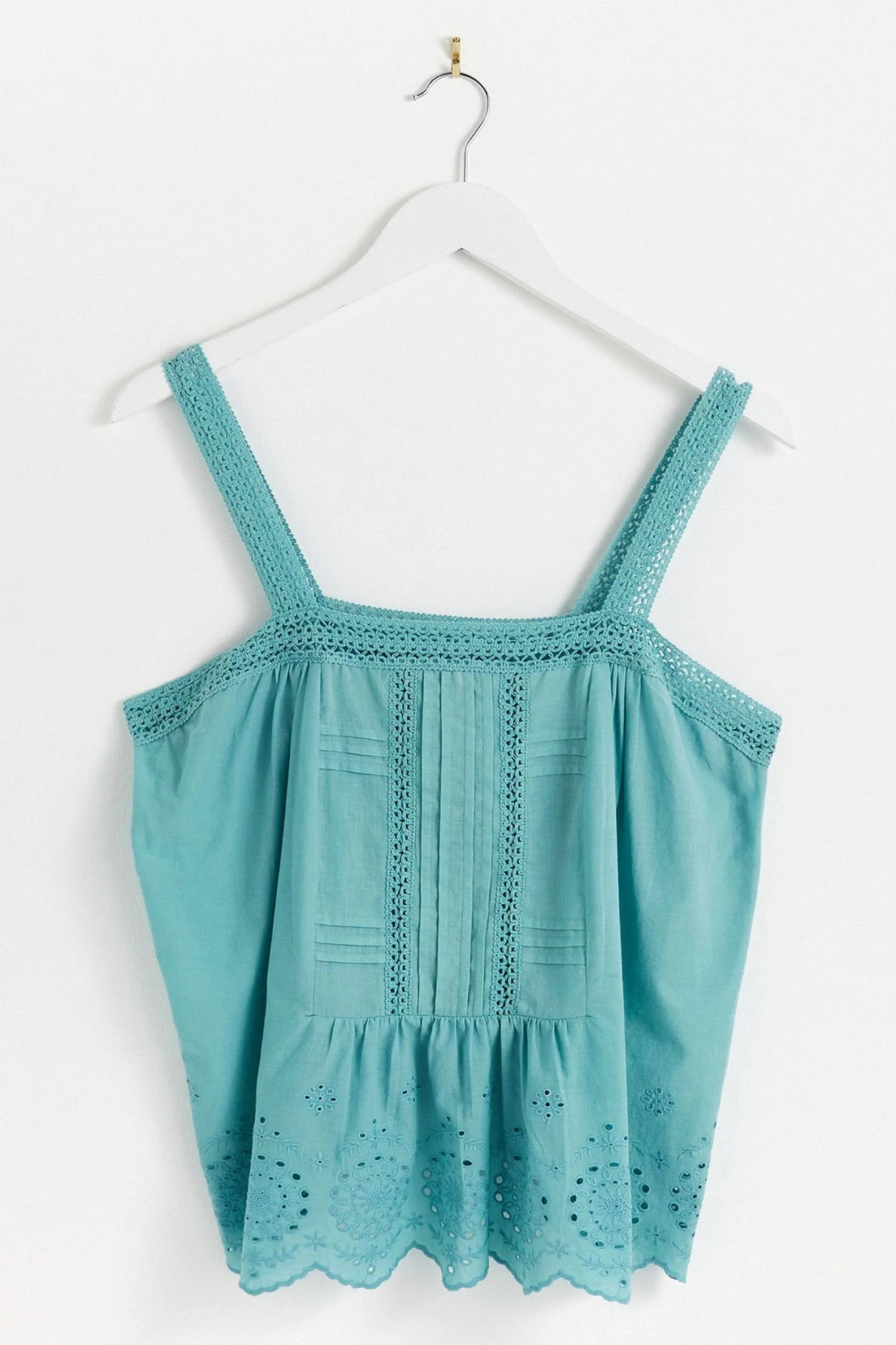 Oliver Bonas Blue Pintuck Broderie Vest & Trousers Pyjama Set - Image 3