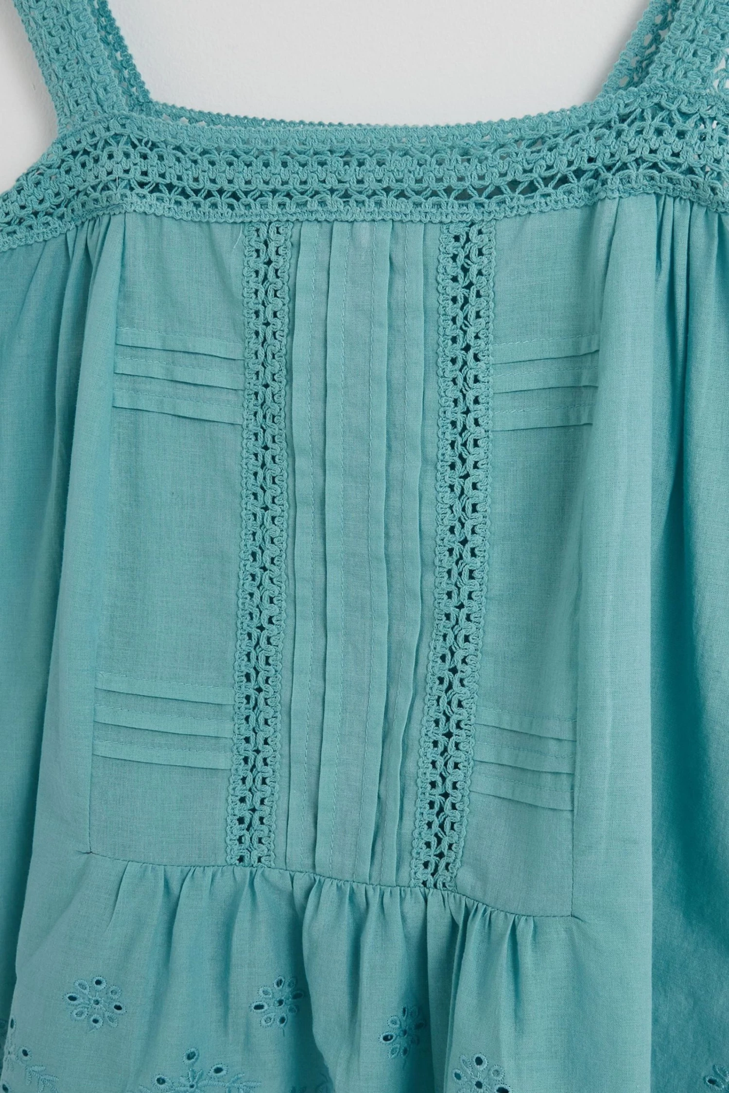 Oliver Bonas Blue Pintuck Broderie Vest & Trousers Pyjama Set - Image 5