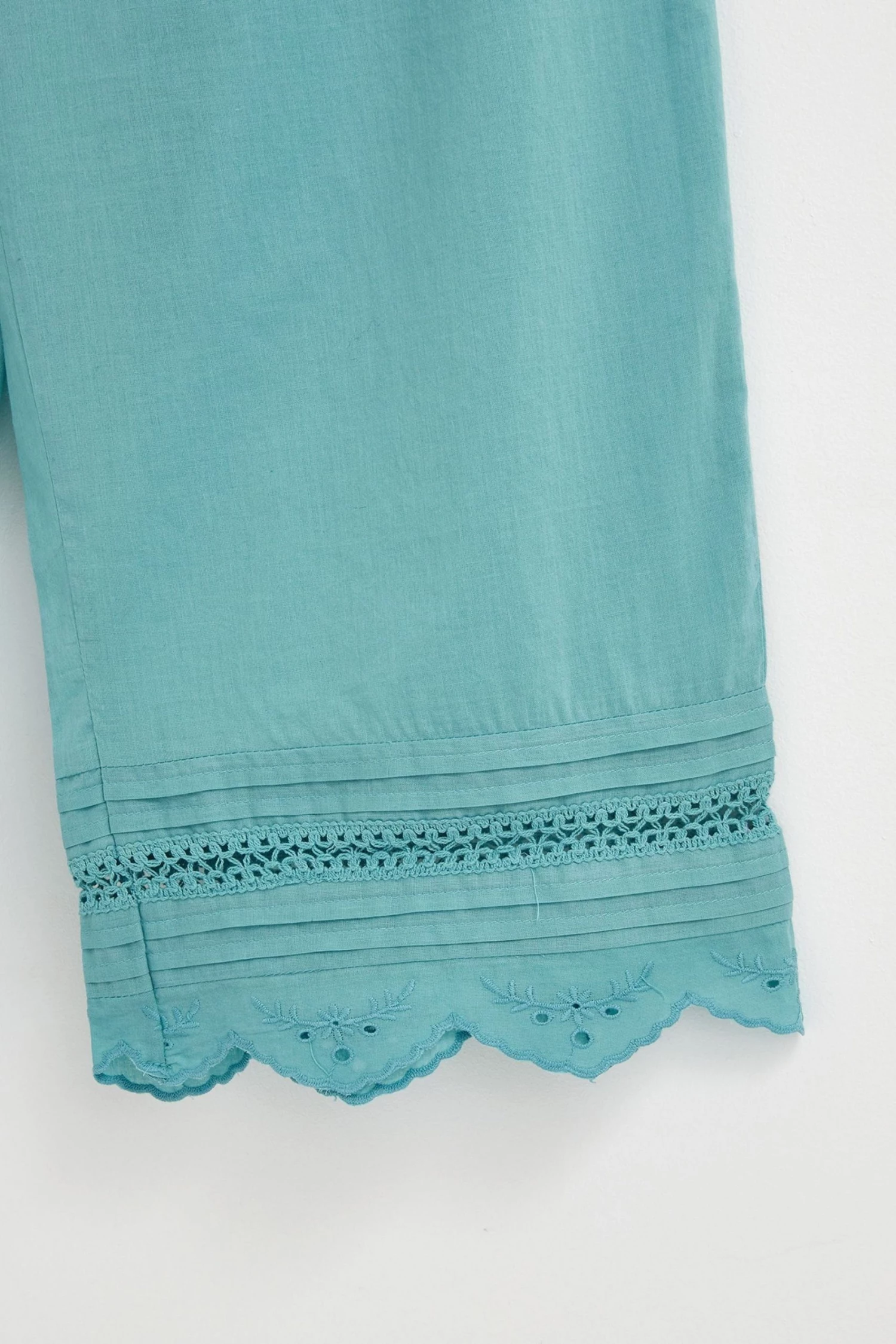 Oliver Bonas Blue Pintuck Broderie Vest & Trousers Pyjama Set - Image 8