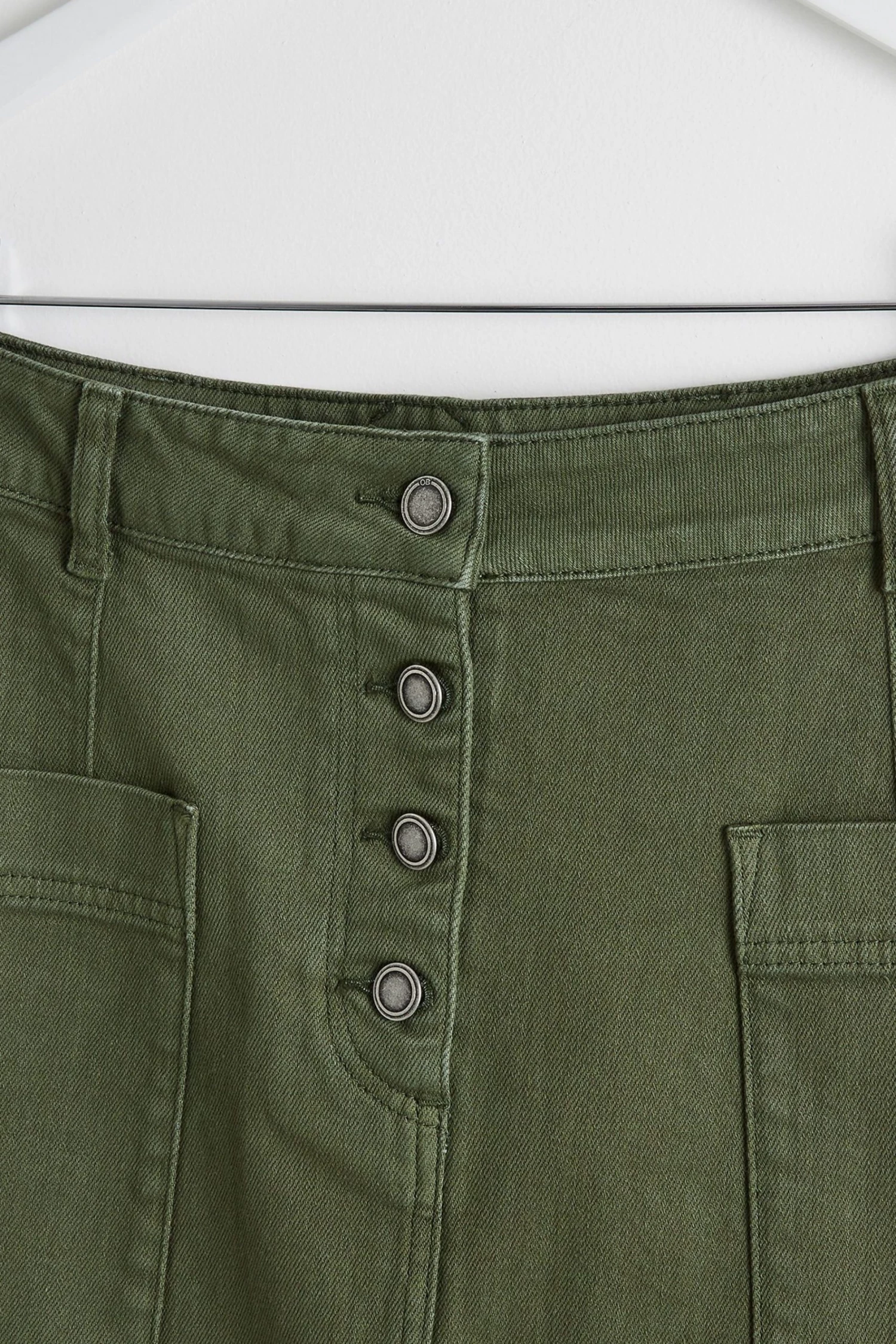 Oliver Bonas Khaki Green Twill Midi Skirt - Image 6