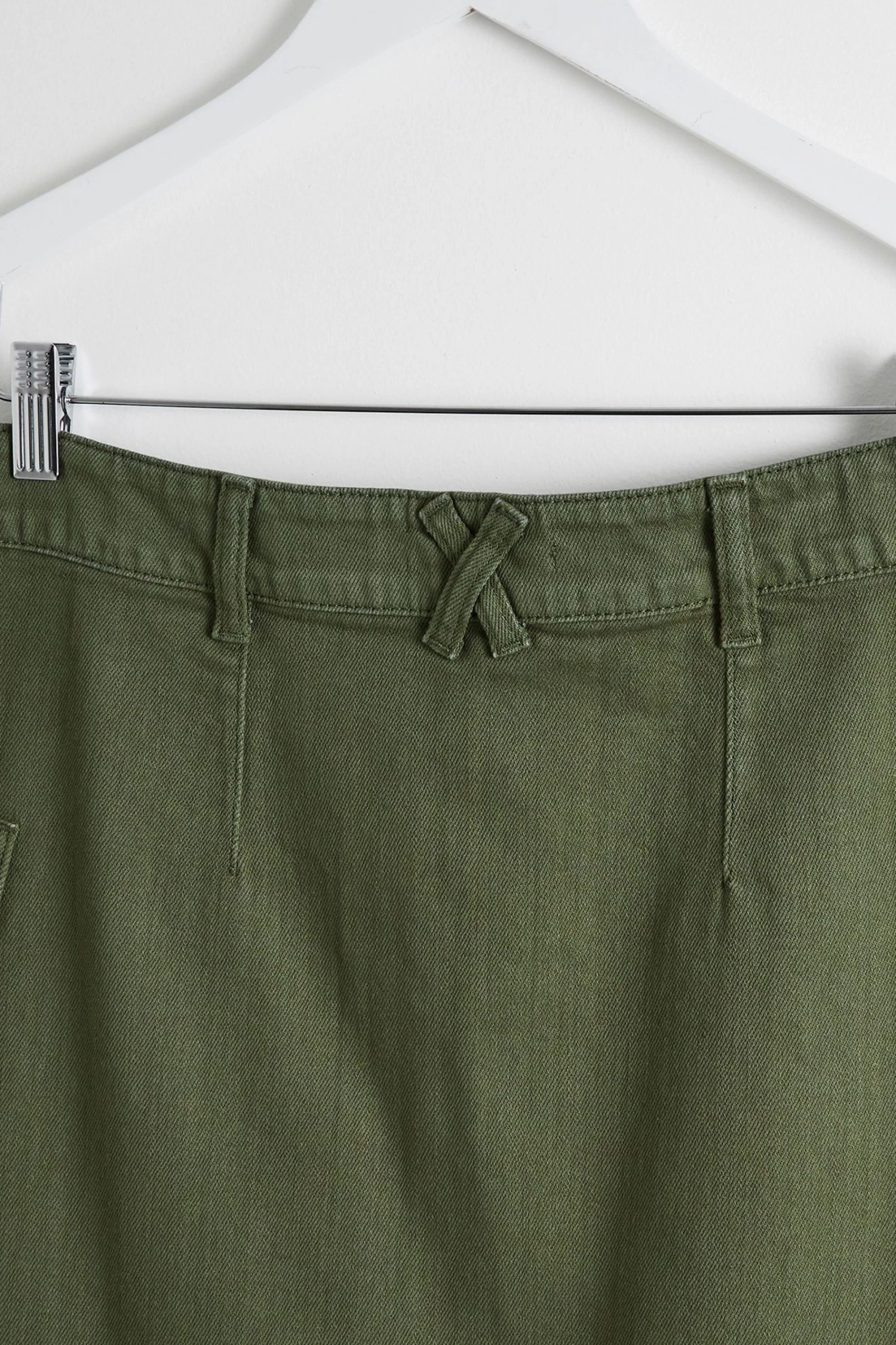 Oliver Bonas Khaki Green Twill Midi Skirt - Image 7