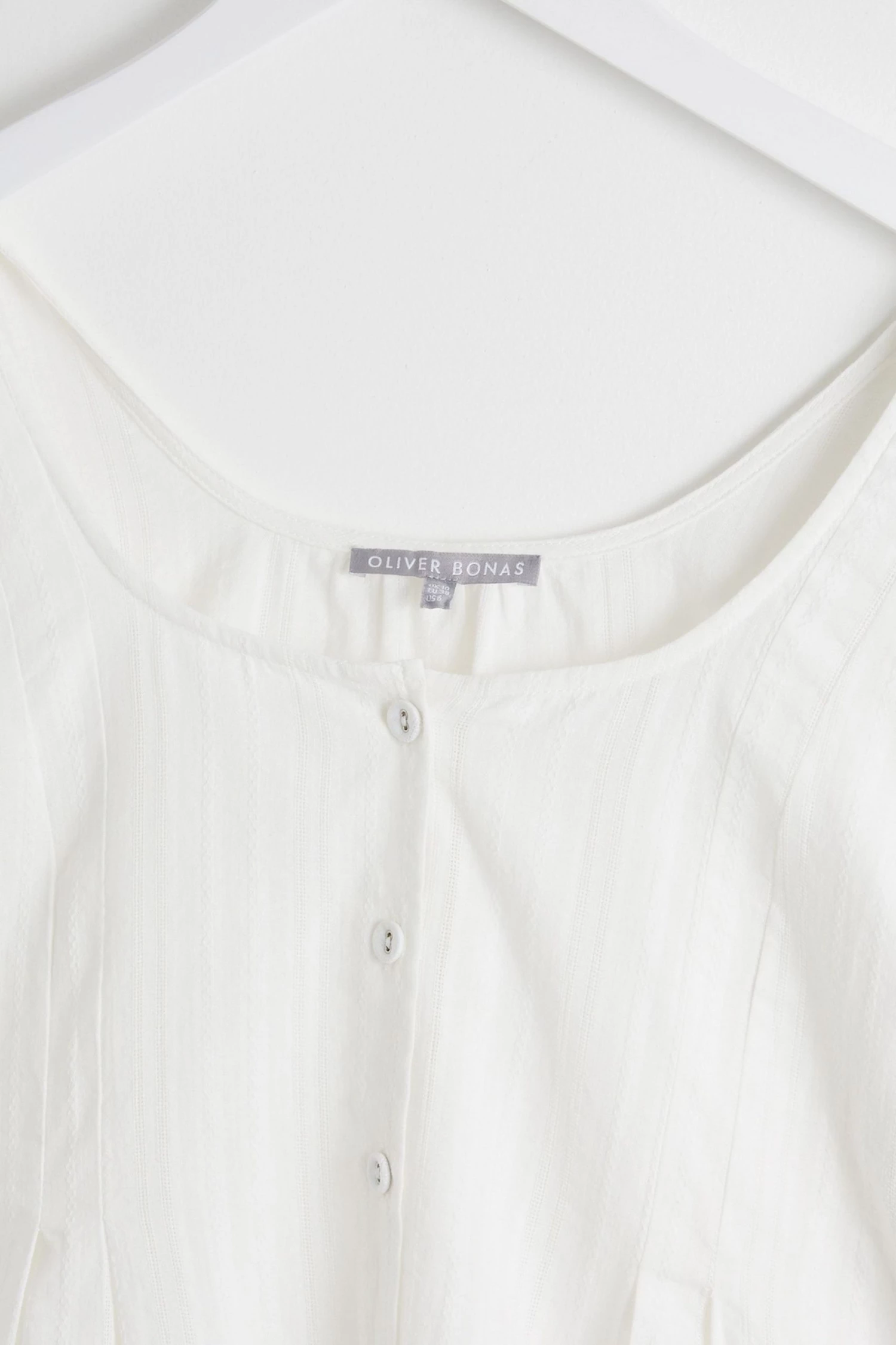 Oliver Bonas White Puff Sleeve Button Through Cotton Blouse - Image 6