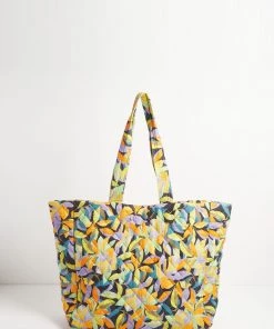 Oliver Bonas Yellow Quilted Leaf Tote Bag