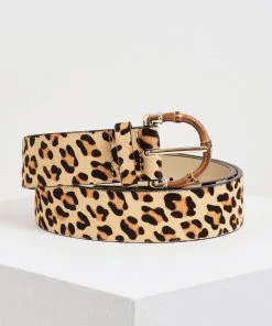 Oliver Bonas Natural Leopard Print And Bamboo Buckle Waist Belt