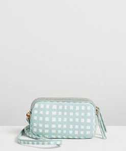 Oliver Bonas Green Check Print Cross-Body Bag