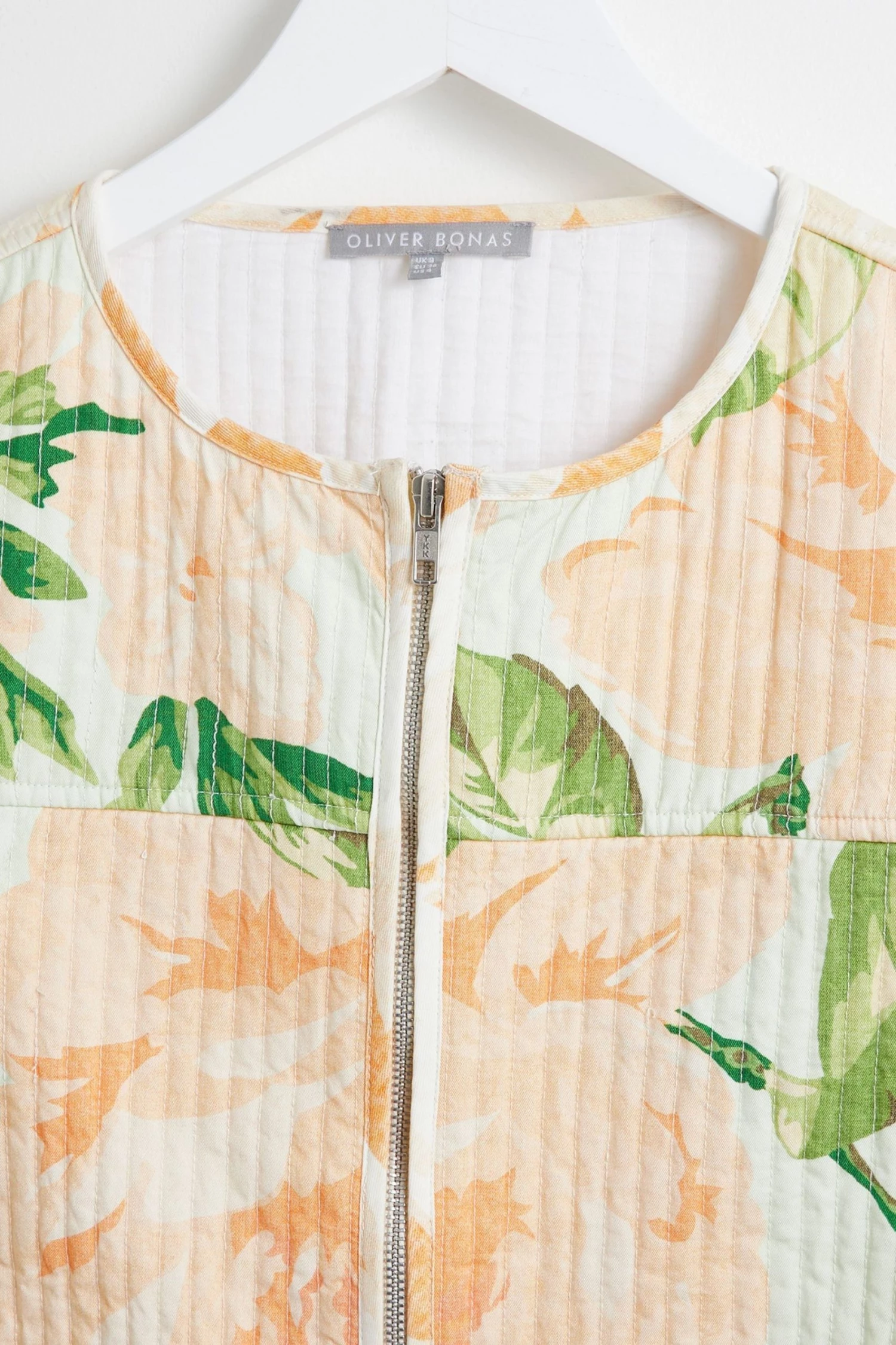 Oliver Bonas White Quilted Floral Print Cotton Jacket - Image 5