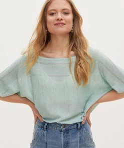 Oliver Bonas Green Mint Batwing Knitted Top
