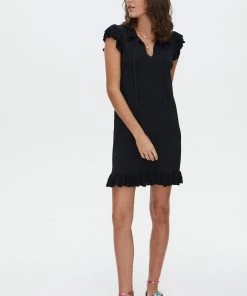 Oliver Bonas Black Stitch Collar Knitted Mini Dress