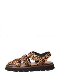 Oliver Bonas Natural Animal Print Leather Fisherman Sandals