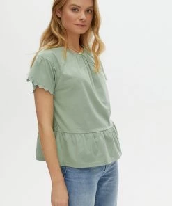 Oliver Bonas Green Flared Sleeve T-Shirt