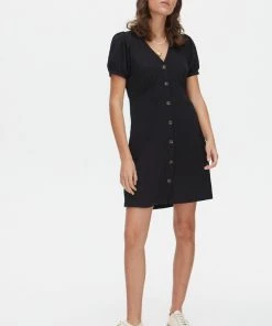 Oliver Bonas Black Button Through Jersey Mini Dress
